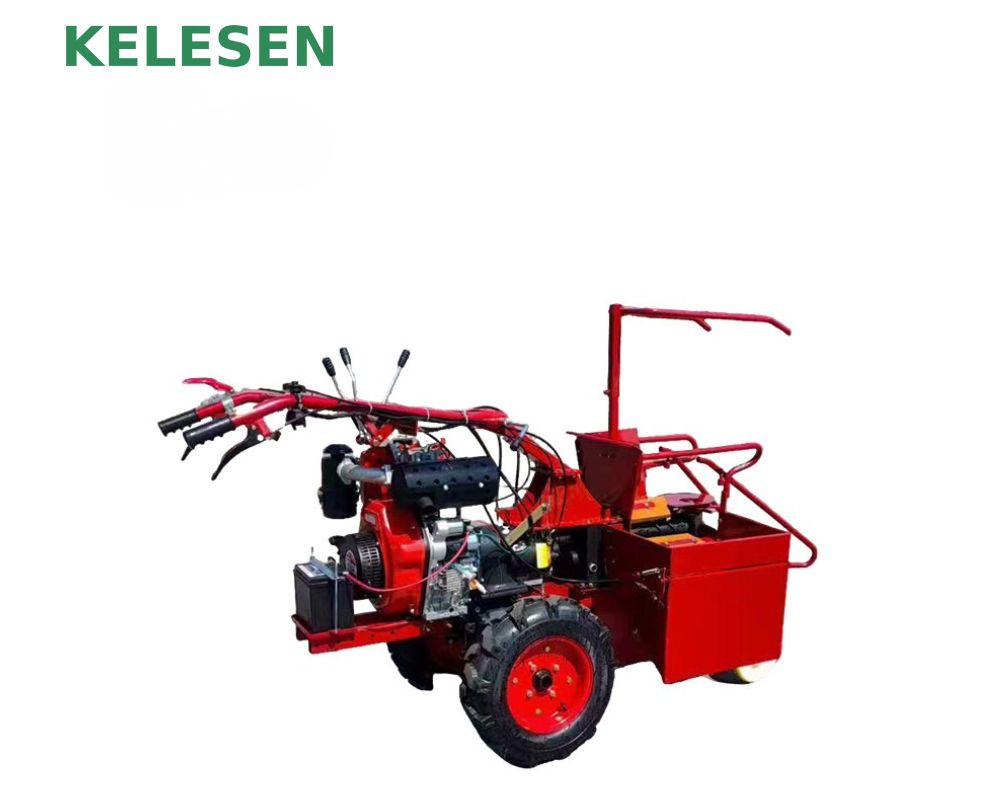 Red corn harvester machine