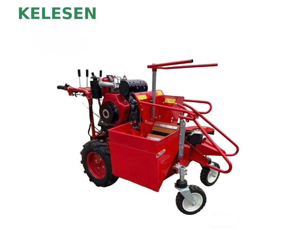 Red corn harvester machine