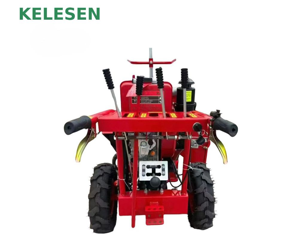 Red corn harvester machine