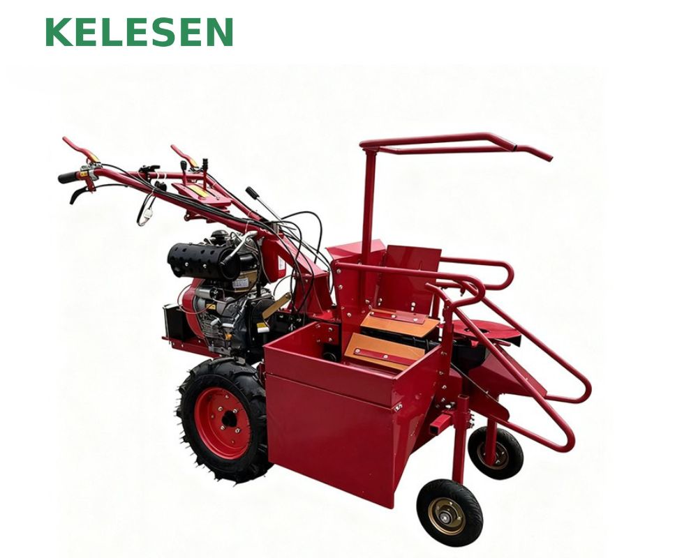 Red corn harvester machine